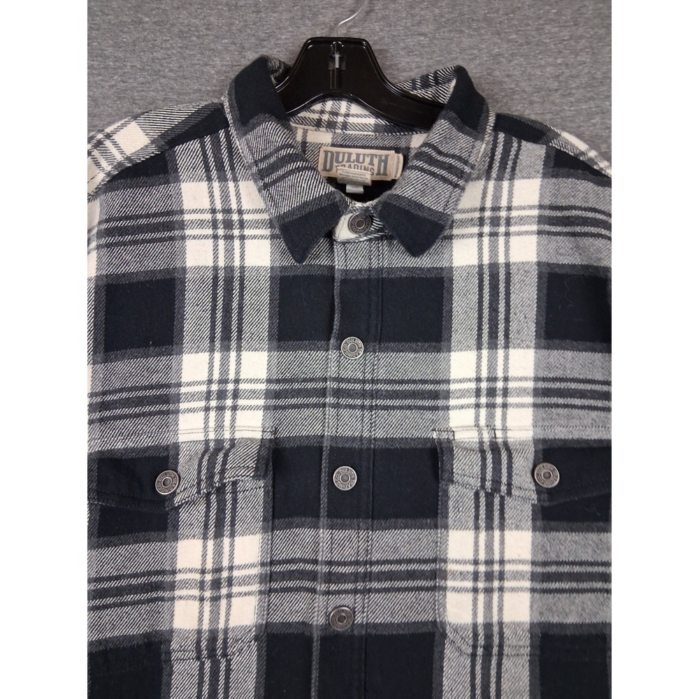 Duluth Mens Jacket XL Tall Black Plaid Flannel Snap Fleece Heavyweight Shacket